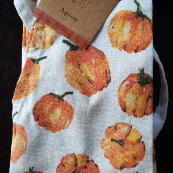 Pumpkin Apron Pumpkins Pattern Printed Design Cotton Washable Fall Harvest NWT - Picture 5 of 6